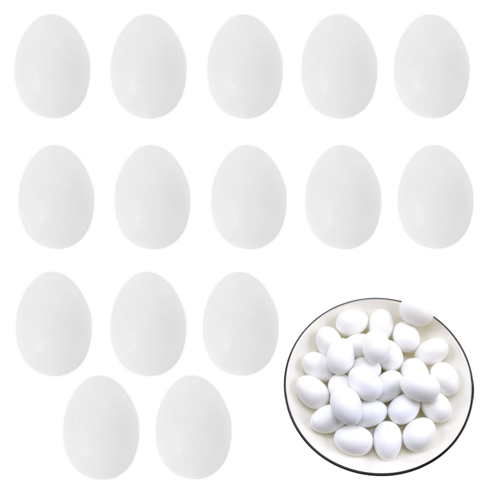 15 Pcs White Fake Eggs Solid Plastic Dummy Pigeon Eggs Artificial Bird Eggs for Pigeons Bird DIY Easter Crafts Painting and Display