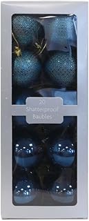 PaulStore 20 Pack 60mm Luxury Baubles Christmas Tree Decoration - Navy Blue