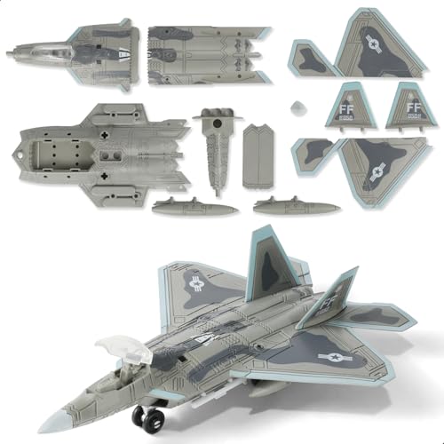 SEBUNAS 1:100 Scale F-22 Raptor Quick Build Model Kit for Kids and Adults, Easy Assembly Fighter Jet Toy with Authentic Military Design, Educational STEM Building Set