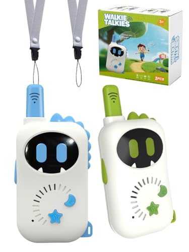 Set of 2 Robot-Themed walkie-talkies for Children Cartoon mini Design walkie-talkies Suitable Toys for Boys and Girls for Outdoor Adventures Camping and Hiking Birthday Gift (Blue and Green)