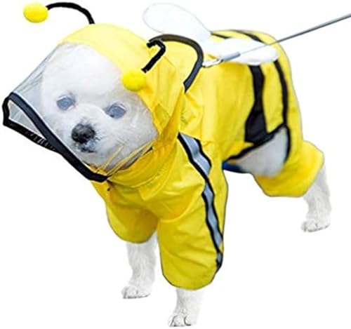 犬 レインコート 小型犬 中型犬 かわいい 蜂 フード付き 可愛い小さな翼 透明な可視ウィンドウ 防水 通気 お出かけ 散歩雨具 夏服 多サイズ着脱簡単 犬の散歩用防水ウェア 風邪防止 犬の服 (XXL,イエロー)