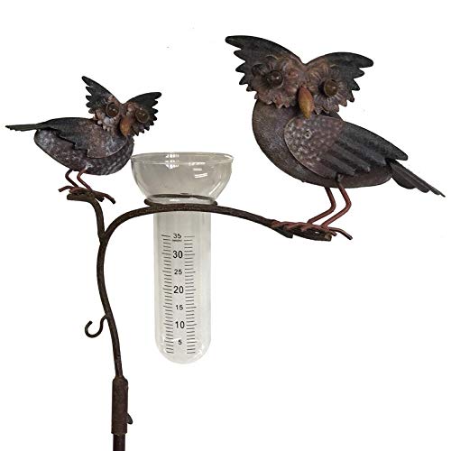 Pathin_de_countryside Rain Gauge Spiked Plant Support Garden Owl Decoration 127 cm x 33 cm x 15 cm