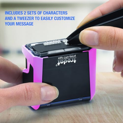 Trodat Printy 4913 Custom Stamp - DIY Self Inking Stamp Personalised by You - Pastel Rose - Can Be Changed Multiple Times - Black Ink - Impression Size 57 x 21mm - Max 6 Lines of Text, Pastel Pink