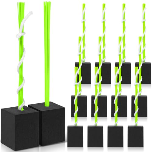 Shappy 12 Pieces Baseball Base Plugs with Tassel Heavy Duty Anchor Plugs for Baseball Field and Softball Accessories(Fluorescent Green)