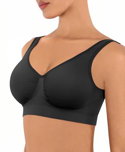 FeelinGirl Bras for Women No Underwire Seamless Smooth Bralette Full Coverage Comfy Everyday Bras with Wide Straps