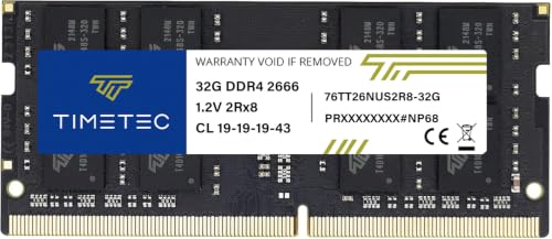Image of Timetec Hynix IC 32GB DDR4 2666MHz PC4-21300 Unbuffered Non-ECC 1.2V CL19 2Rx8 Dual Rank 260 Pin SODIMM Laptop Notebook Computer Memory RAM Module Upgrade (32GB)