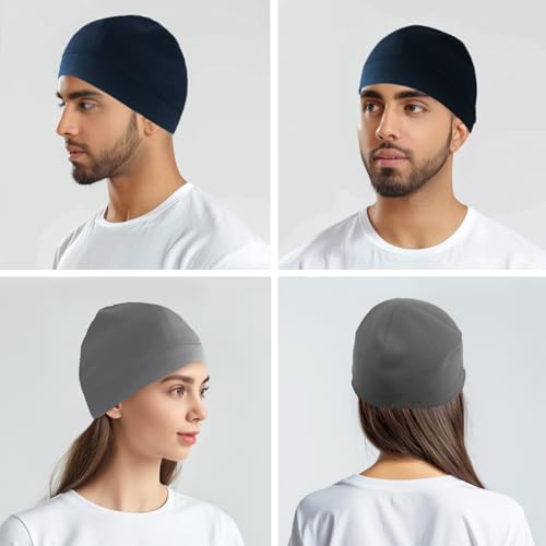 Image of 2 Pack Skull Caps Beanie for Men Women Soft Lightweight Beanie Sleep Running Hats Helmet Liner
