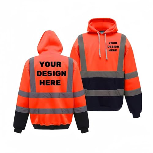 BIJUNDENG Custom Hi Vis Safety Hoodie Jacket Reflective Fleece Hoodie Sweatshirt Pullover Construction Workwear