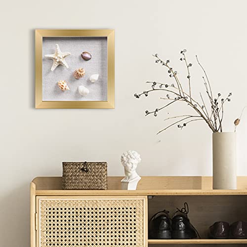 Artbyhannah 3 Pack 8X8 Gold Shadow Box Picture Frame With Linen Inner Board Display Case Ready To Hang Wedding Memorabilia Medals Photos For Wall And Tabletop #TOP4