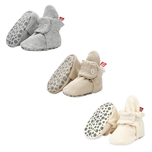 Zutano Cotton Baby Booties with Gripper Soles, Soft Sole Stay-On ...