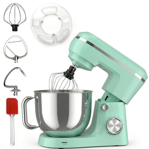 Image of Electric Stand Mixer with 6.5 Quart Bowl, Household Food Mixer 10+p Speeds 660W, Tilt-Head Bread Dough and Cake Mixers with Dough Hook, Whisk, Beater, Splash Guard and Egg Separator (Blue)