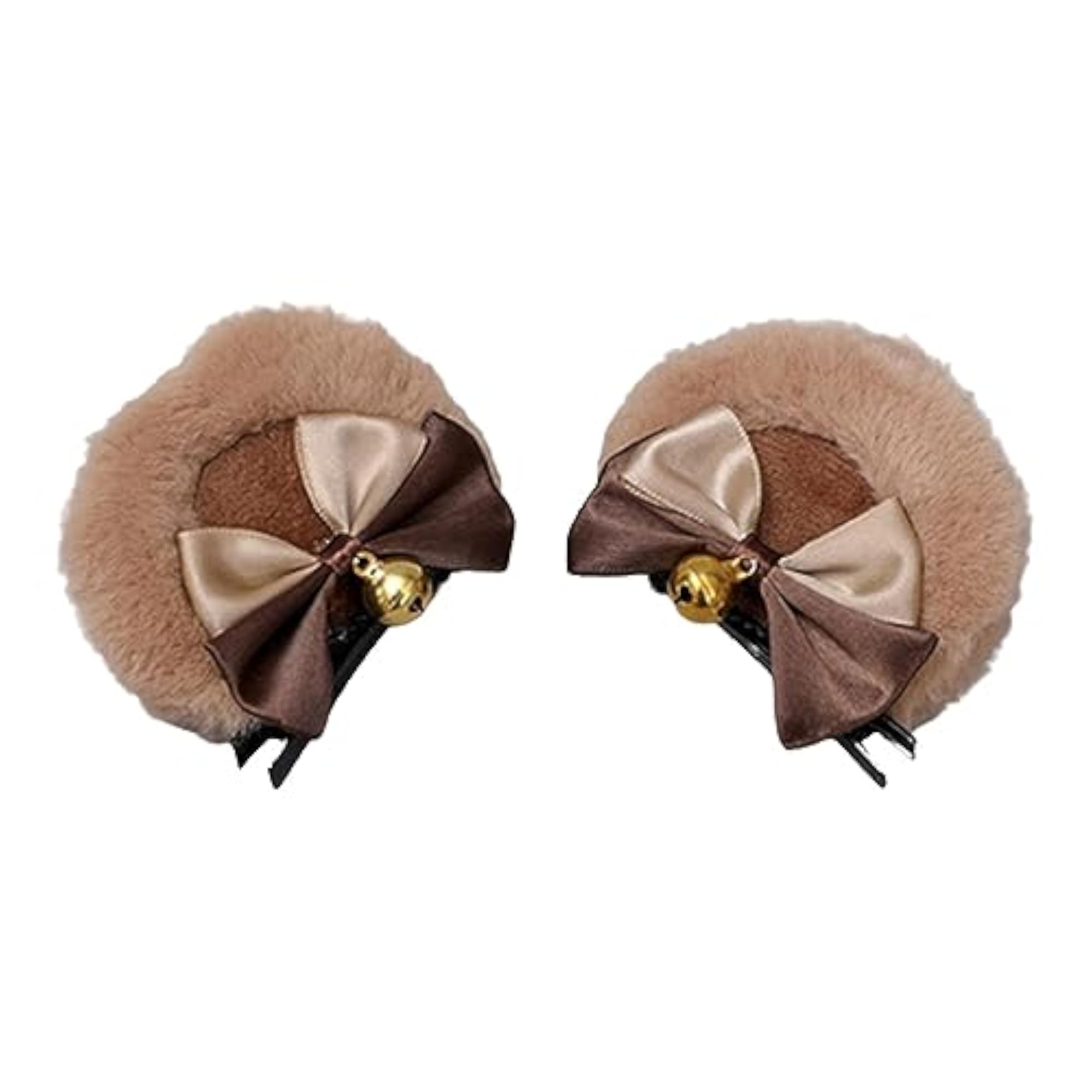 2Pcs Bear Ear Plush Hair Clip Set for Kids