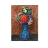  NOLEGA William Glackens Tableau,Célèbre Tableaux sur Toile Fleurs un vase octogonal bleu Impression sur Toile,Reproduction sur Toile,Tableau Décoration Murale Salon 90x117cm(35x46in) Sans Cadre
