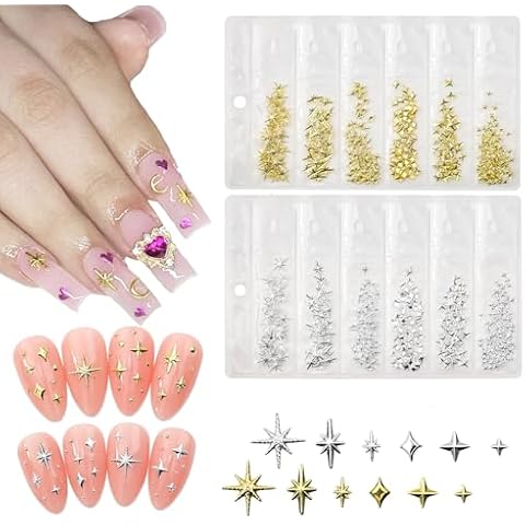 Cublive 400Pcs Star Nail Charms Cover