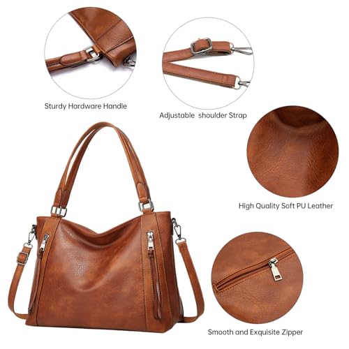 Long Keeper Vegan Leather Tote Handbags Women Large Capacity Hobo Shoulder Bag Crossbody Satchel Bags with Small Purse3