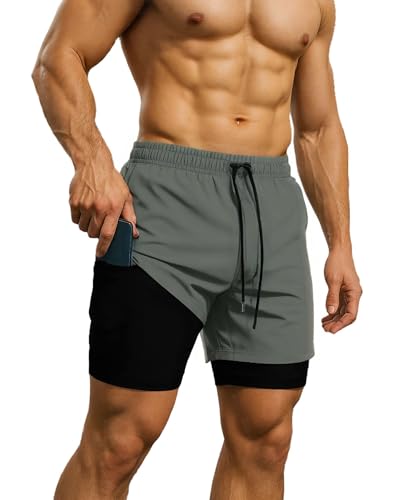 Men's Shorts, Quick-Drying Gym Shorts, Gym Shorts with Zipper Pockets