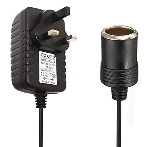 MILIWAN Car plug DC Adapter 240V 2A AC Mains to 12V DC Car Converter Socket Voltage UK Plug Household Cigarette Lighter Voltage Converter AC to DC(Maximum power 24W)