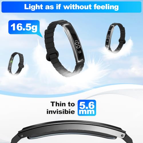 Image of Smart Bracelet for Women & Men, Health Activity & Fitness Tracker | Sleep Tracking, 24 /7 Heart Rate & Stress Monitor, Slim 16g Lightweight, 7-10 Day Battery, Free App, No Subscription, 2 Bands