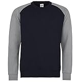 Ideal zum Bedrucken. Awdis Herren Baseball Sweatshirt, zweifarbig (Large) (Marineblau/Grau meliert)