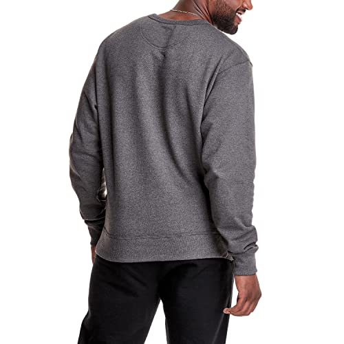 Champion Powerblend Fleece Crew Sweatshirt For Men, Crewneck, (Reg. Or Big & Tall), Granite Heather Script, Large #TOP1