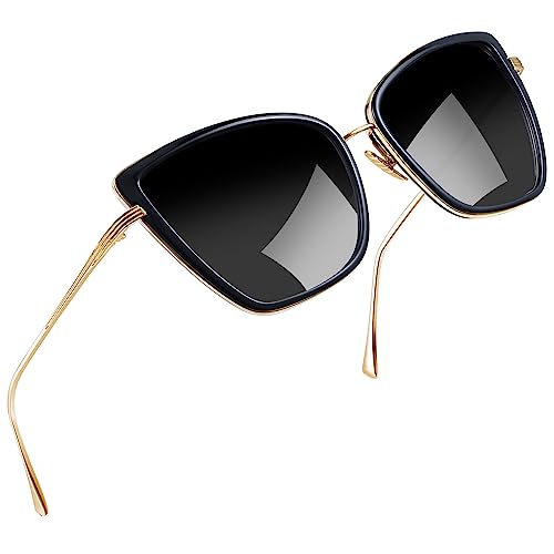 Joopin Lunette de Soleil Femme Papillon Lunette de Soleil Œil de Chat Noir Lunettes de Soleil Classiques Elégantes à large monture Designer Style