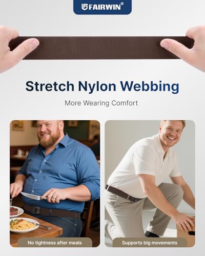 Image of FAIRWIN Ratchet Belt Men - Tactical Stretch Nylon Web Work Belts, Gift for Casual Jeans, Pants, Golf, and Everyday Use