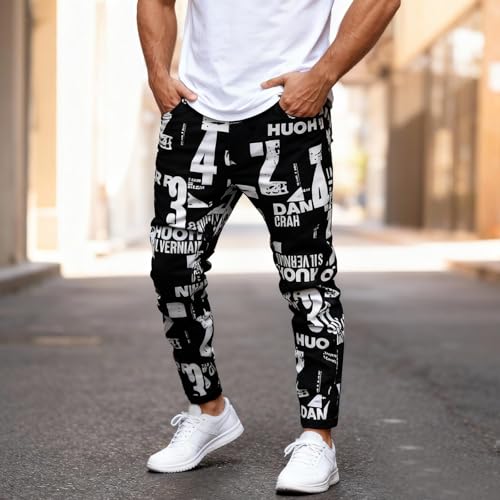 Pantalon en jean slim homme imprimé avec lettres mode automne denim décontracté tendance - 2