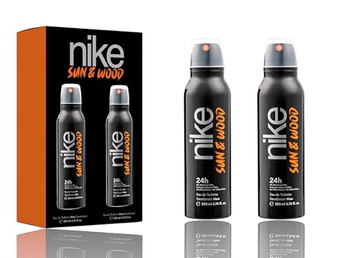 Image of Nike Reloaded Combo Packs - Deodorant Spray for Men & Women | 24-Hour Freshness | Set of 2 (200ml Each) (Sun & Wood (Men) + Sun & Wood (Men))