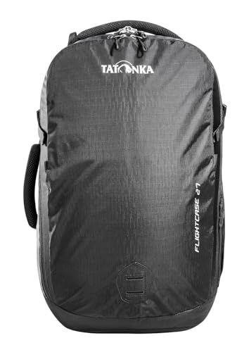 Tatonka Handgepäck-Rucksack Flightcase 27l - Daypack mit Laptopfach, komplett aufziehbarem Hauptfach und verstaubaren Schultergurten - 27 Liter Volumen (black)