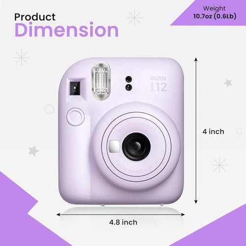 Fujifilm Câmera instantânea Instant Mini 12 + pacote de acessórios BluebirdSales e capa personalizad
