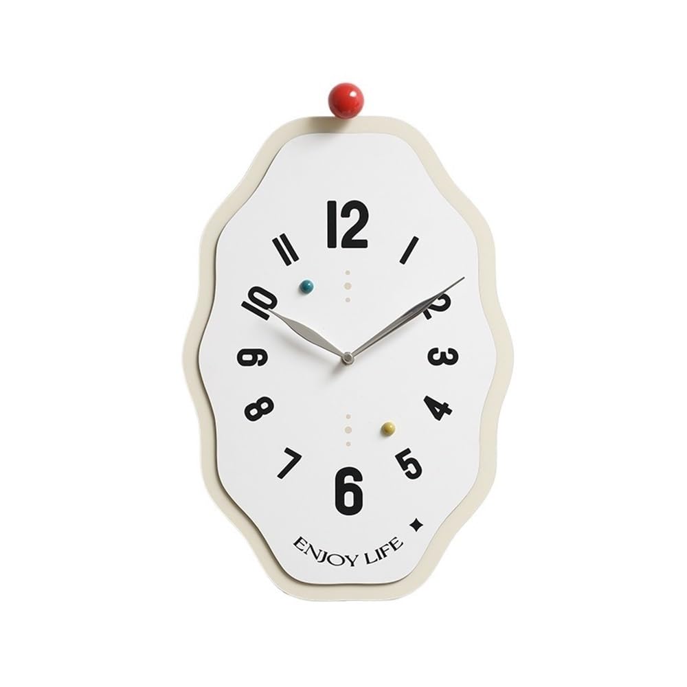 Reloj Cocina Reloj de Pared Estilo Crema Creativo Minimalista for el hogar(Blanco)