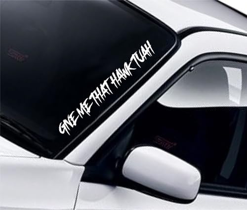 Give Me That Hawk Tuah V2 Car Decal Bumper Sticker Vinyl Quote Decor Truck Window Windshield Banner JDM Mirror Trendy Girls Men Funny Meme Cute Automobile Viral Spit On That Thang (28" x 3.5") image 3