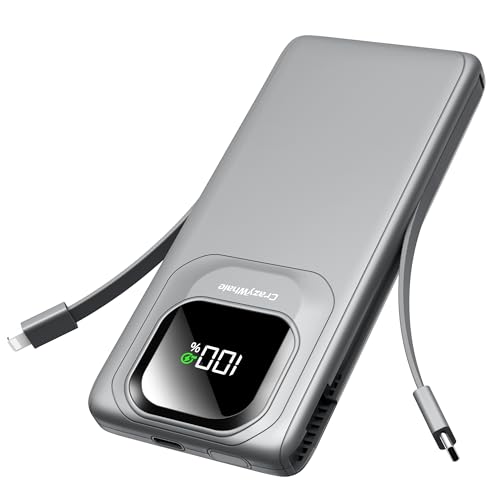 Portable Charger Power Bank Built-in Type C Cables, 22.5W
