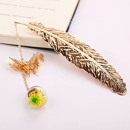 Toirxarn Metal Feather Bookmarks With 3D Butterfly Pendant - Perfect Teacher Appreciation, And Birthday Gift For Women, Her, Mom, Librarian, And Book Lovers - Unique Page Marker #TOP3