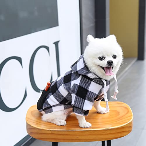 Dog Christmas Sweater, Black Buffalo Plaid Dog Pajamas Dog Hoodie For Small Dogs Puppy Christmas Dog Warm Clothes Toy Poodle Clothes #TOP3