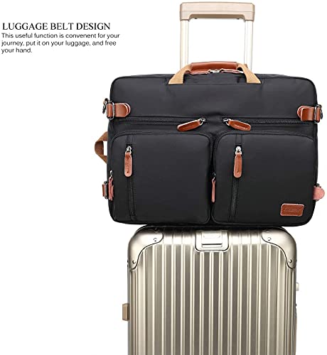 Coolbell Convertible Backpack Messenger Bag Shoulder Bag Laptop Case Handbag Business Briefcase Multi-Functional Travel Rucksack Fits 15.6 Inch Laptop For Men/Women (Black) #TOP4