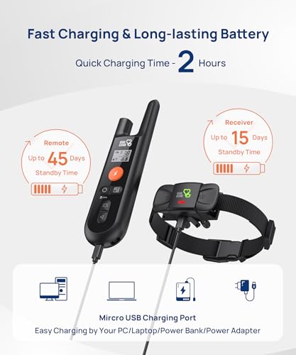 DOG CARE Dog Training Collar, Shock Collar with Beep, Vibration, Safe Static, Dog Training Collar with Remote 1800FT Waterproof Rechargeable E-Collar, Security Lock for All Dogs