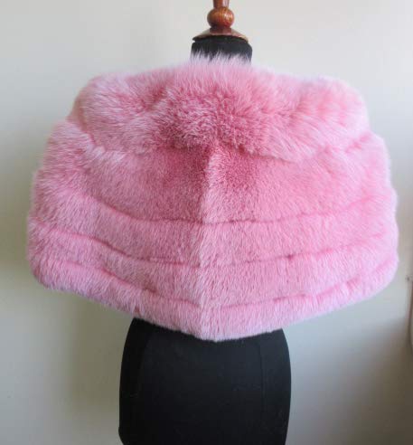 Moda Furs Women's New Pink Fox Fur Cape Wrap Stole Special Occasion #TOP3