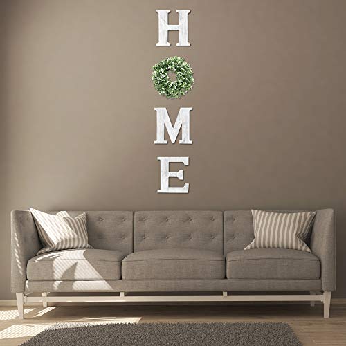 Hnjoy White Rustic Home Sign For Living Room - Decorative Wreaths For Home - Wooden Home Letters For Wall Decor With Artificial Eucalyptus - Farmhouse Family Sign With Wreath #TOP4