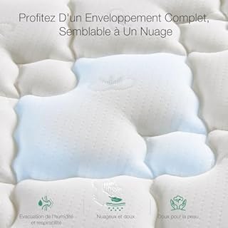 Novilla Matelas à Ressorts ensacés, 140 x 190 cm, 7 Zones, Mousse Confortable, certifié Öko-Tex CertiPUR US, 20 cm