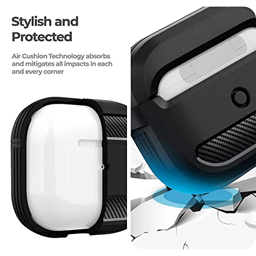 Image of Sounce Tough Case Compatible with Airpods Pro 2 Case with Carabiner, Rugged Protective Cover for Airpods Pro 2 Generation Case, Scratch Resistant, Drop Protection, Shock Armor Series - (Matte Black)