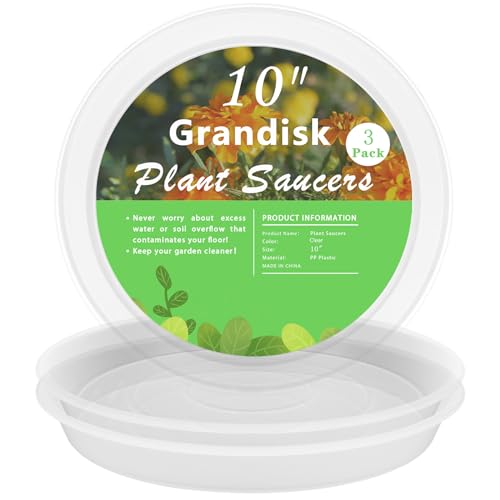 Tite Sottovaso Per Piante, Pesante, Grande, Resistente, In Plastica, Per Interni Ed Esterni, Sottovaso Per Piante (Trasparente, 25,4 Cm)