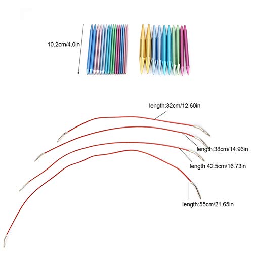 13 Pairs Knitting Needle 4.0 Inch Circular Knitting Needle Sets Interchangeable Aluminum Good Gift With Extend Connect Tool Bag Case Circular Plastic Wires Etc(Colorful) #TOP5