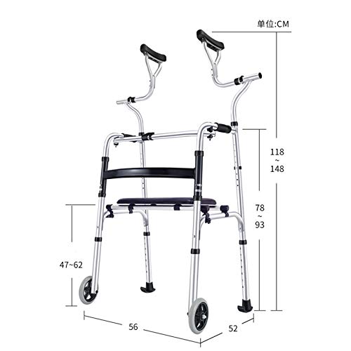 Cadre de marche roues pliantes légères déambulateur réglable avec repose-bras
