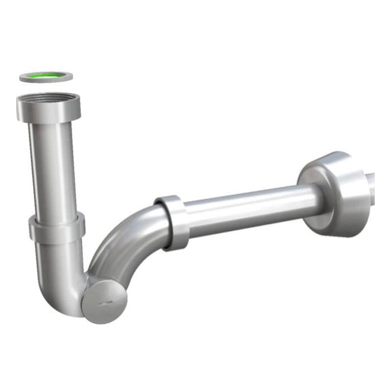 BSSTORE Sifón para lavabo o bidé de latón, virolas y cañones de acero inoxidable, conexión de desagüe de 1 pulgada, desagüe Ø 26 x 250 mm