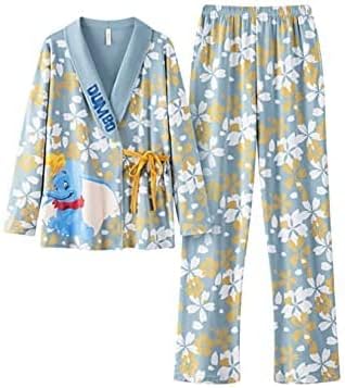 Amazon ダンボ ディズニー キャラクター 部屋着 寝間着 柔らか 綿100 可愛い 吸汗 通気 肌に優しい プレゼント 長袖 上下セット レディース 春 秋 開襟ブルー パジャマ ルームウェアセット 通販