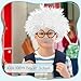 Rrshnsgv 6 PCS Old Man Mad Scientist Wig Set, Crazy Physicist Costume, Dressing Up Grandpa for Kids 100th Day of School, Cosplay Party With Eyebrows, Mustache, Glasses