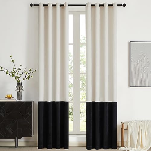 BULBUL Cream Black Color Block Window Curtains