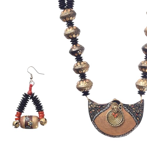 Image of AAKRITI ART CREATIONS Handcrafted Women's Jewelry Set - Elegant Ethnic Necklace and Earrings, Statement Fashion Accessories for Parties & Festivals