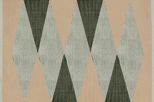 Tapis couloir géométrique coton lavable supprime saleté sol beige vert - 6